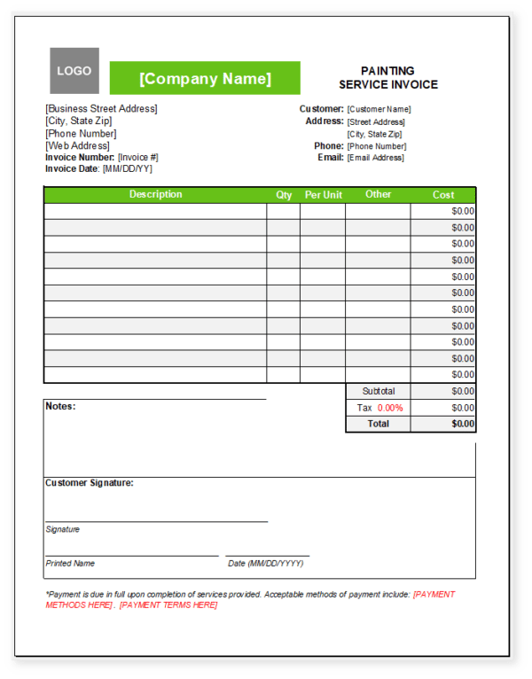 Free Painting Invoice Template and Tips - Joist