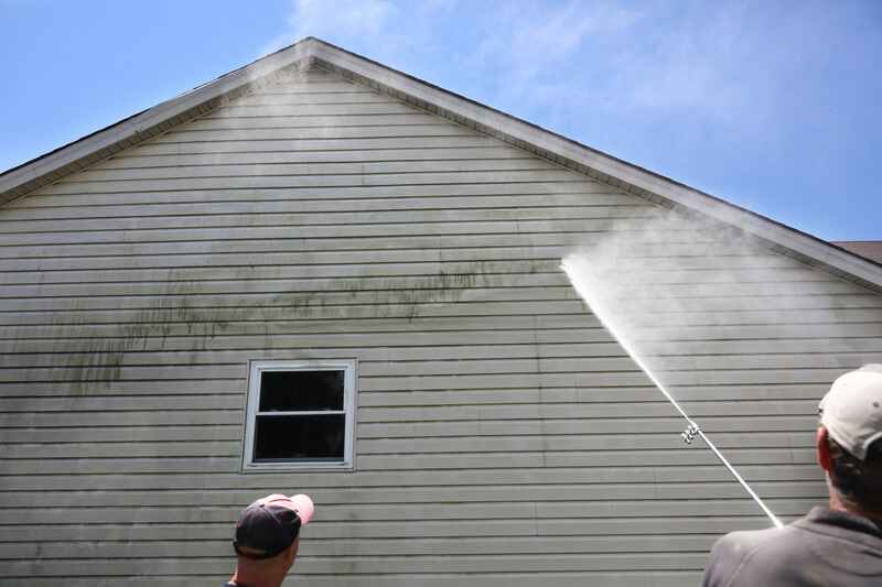 Cleaning house with a power washer