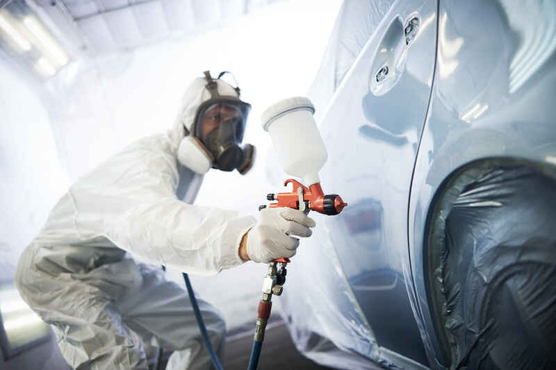 Close-up image of professional car painting